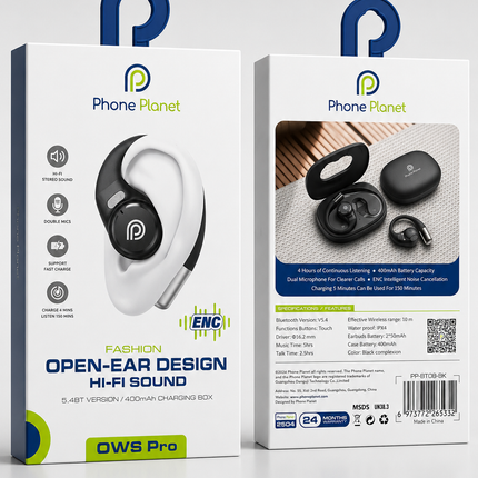 Phone Planet OWS Pro Open-Ear Earbuds Black