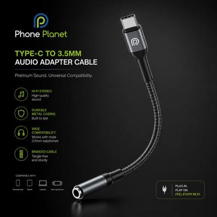 Phone Planet USB-C to 3.5mm Audio Adapter Cable