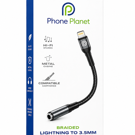 Phone Planet Lightning to 3.5mm Braided Audio Adapter Cable