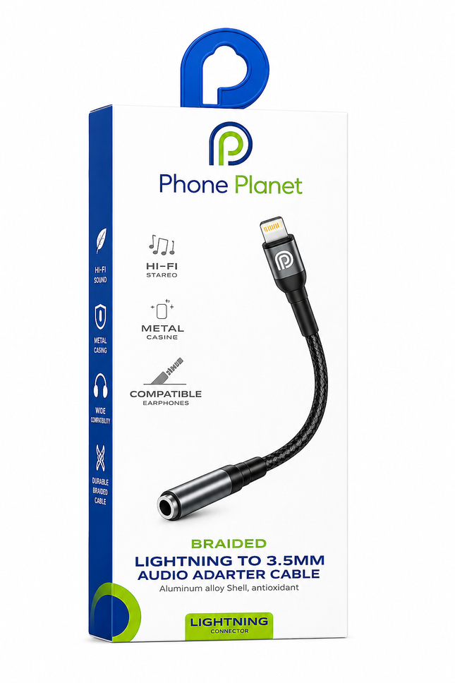 Phone Planet Lightning to 3.5mm Braided Audio Adapter Cable
