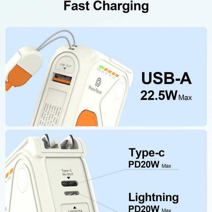 Phone Planet 10000mAh AC Plug Magnetic Wireless Power Bank – Built-In Charger