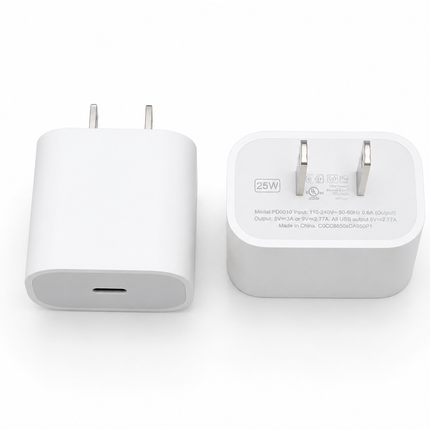 4-Item Fast Charging Bundle – 2× 25W USB-C PD Wall Chargers + 2× 3FT USB-C to USB-C Cables (White)
