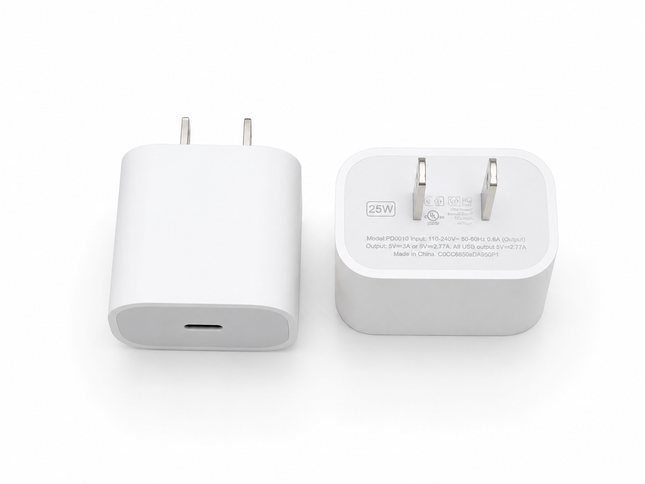 4-Item Fast Charging Bundle – 2× 25W USB-C PD Wall Chargers + 2× 3FT USB-C to USB-C Cables (White)