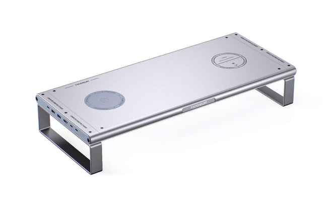 N1 Pro Aluminum Monitor Stand with 6-in-1 USB-C Docking Station & 15W Wireless Charging