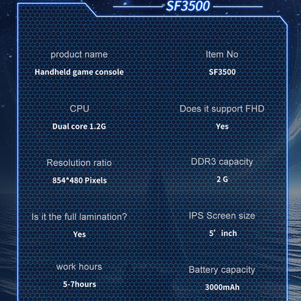 SF3500 5-Inch IPS Handheld Retro Gaming Console – 3000mAh Battery, HDMI Output, Dual Joystick.64gb