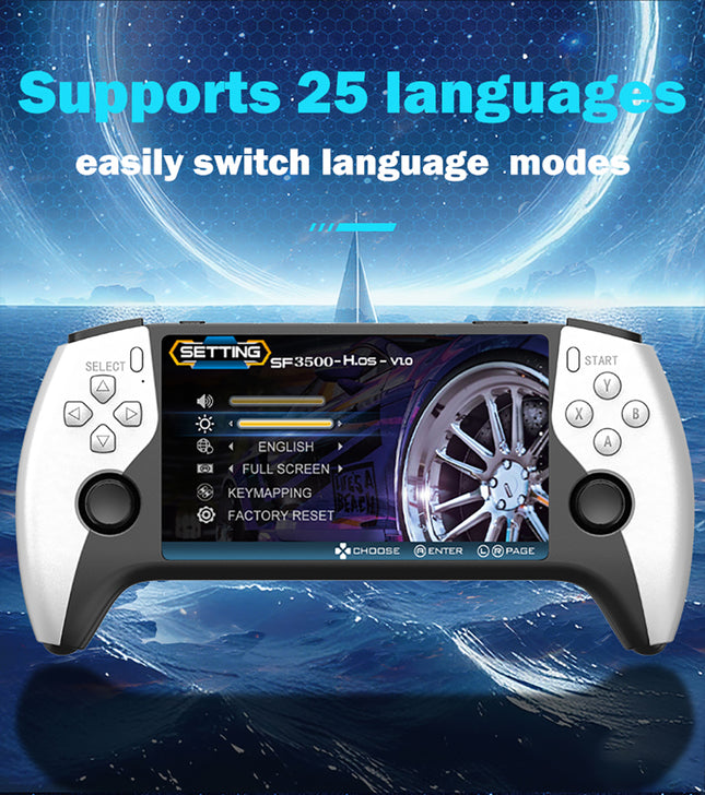 SF3500 5-Inch IPS Handheld Retro Gaming Console – 3000mAh Battery, HDMI Output, Dual Joystick.64gb
