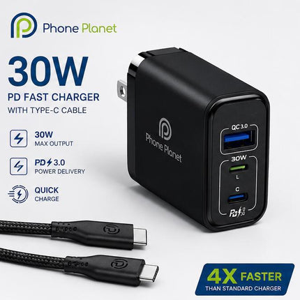 Phone Planet 30W PD Fast Charger with Type-C Cable