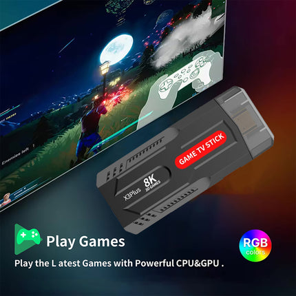 X3 Plus 8K Retro Game TV Stick with 2 Wireless Controllers – 36,000+ Games